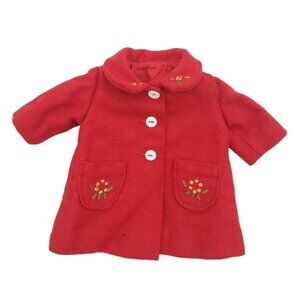 Vintage Cissy Doll Red Lined‎ Wool Coat Jacket Madame Alexander *See Desc